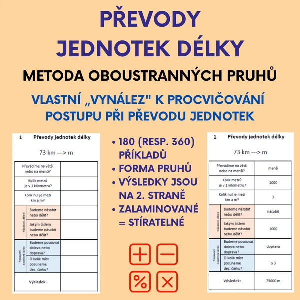 Převody jednotek délky - metoda pruhů