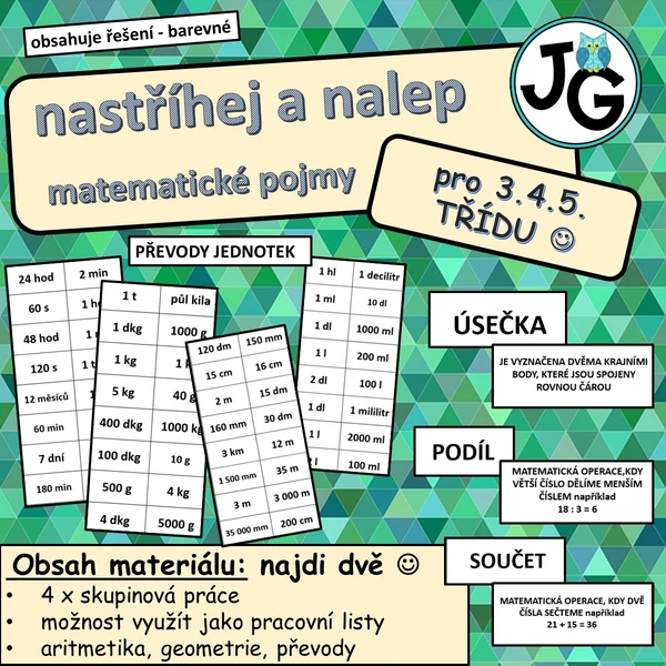nastříhej a nalep matematické pojmy
