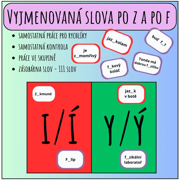 Vyjmenovaná slova po Z a F