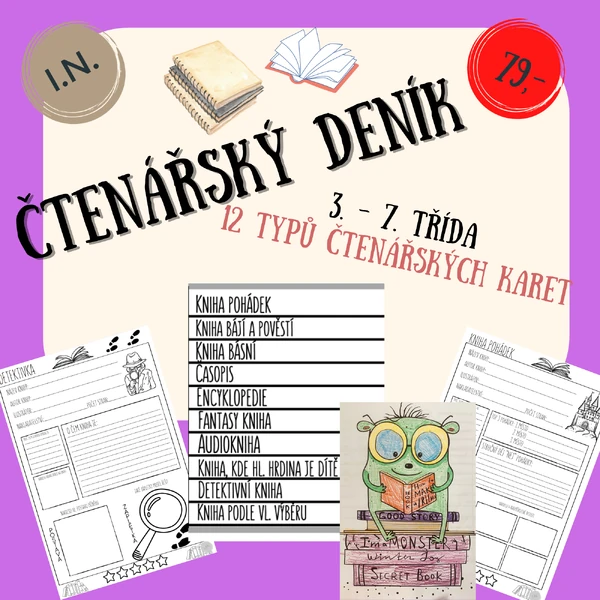 Čtenářský deník - 12 typů čtenářských karet
