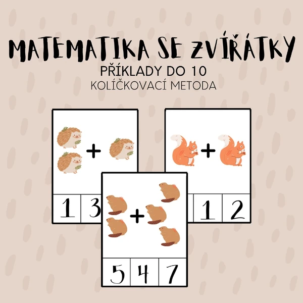 Matematické příklady se zvířátky - kolíčkování