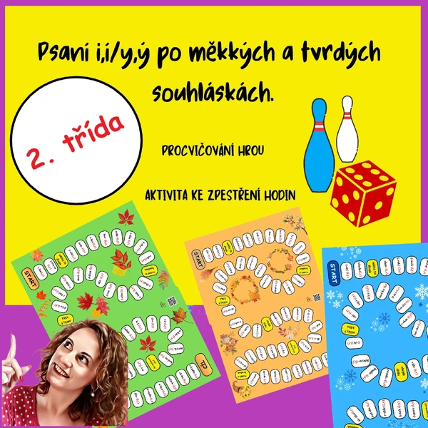 Psaní i,í/y,ý po měkkých a tvrdých souhláskách - desková hra