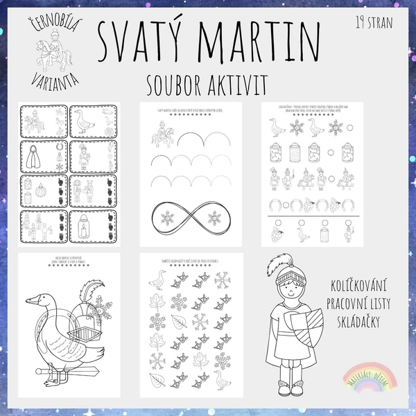 Svatý Martin, soubor aktivit (černobílá varianta)