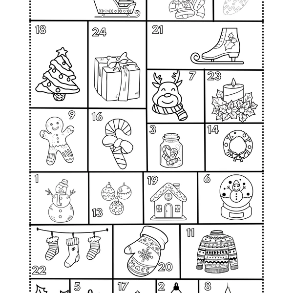 Adventní kalendář -omalovánka 