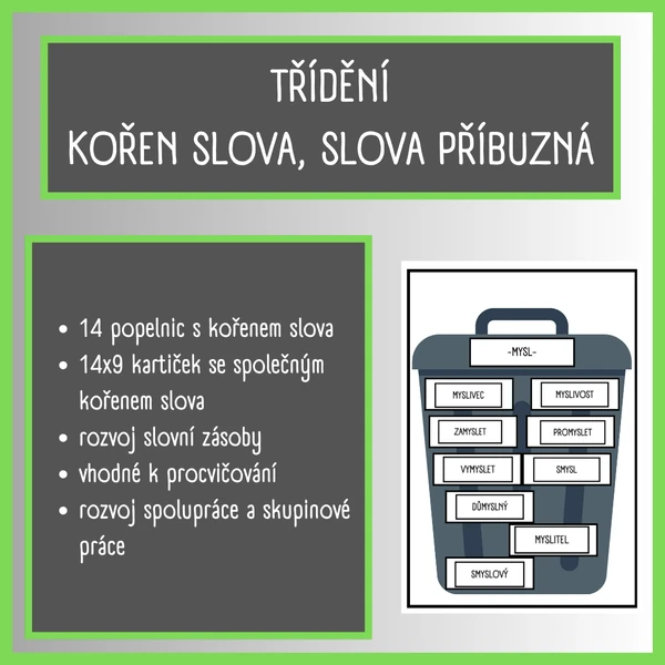 Třídění - kořen slova, slova příbuzná