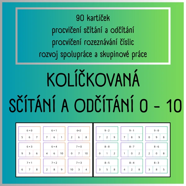 KOLÍČKOVÁNÍ/KOLÍČKOVANÁ - SČÍTÁNÍ A ODČÍTÁNÍ 0 - 10