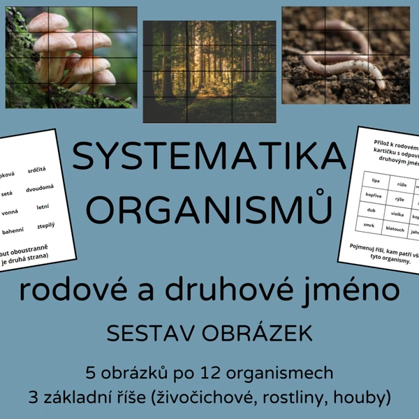 Sestav obrázek - rodové a druhové jména (systematika organismů)