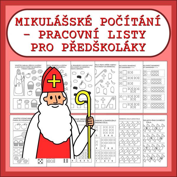 MIKULÁŠSKÉ POČÍTÁNÍ - PRACOVNÍ LISTY PRO PŘEDŠKOLÁKY