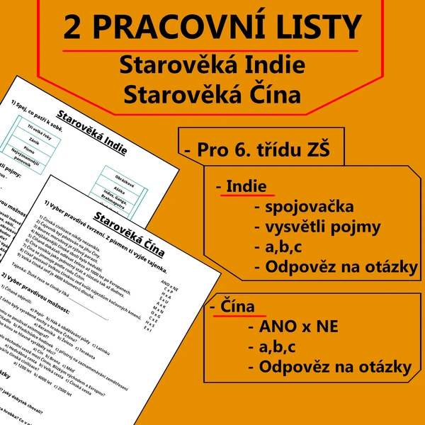 2 Pracovní listy - Starověká Indie a Starověká Čína
