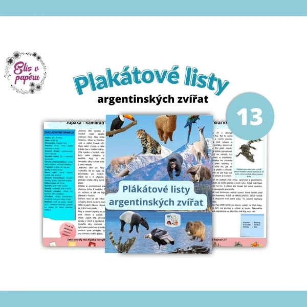 Plakátové listy argentinských zvířat