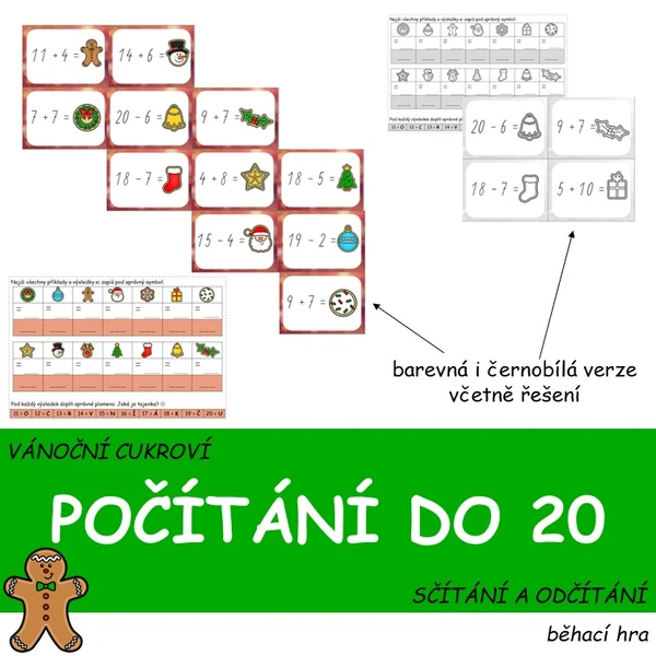 Vánoční cukroví - sčítání a odčítání do 20