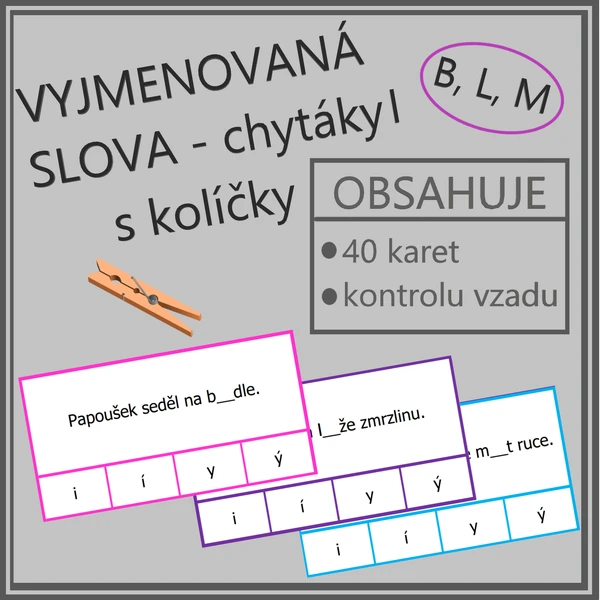 Vyjmenovaná slova - chytáky s kolíčky I (B, L, M) 
