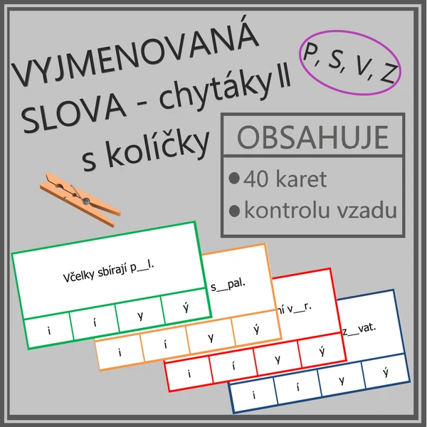 Vyjmenovaná slova - chytáky s kolíčky II (P, S, V, Z)