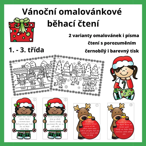 Vánoční omalovánkové běhací čtení