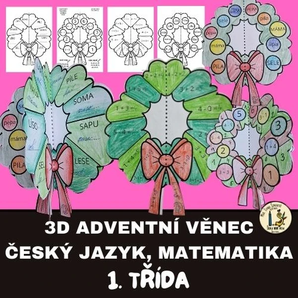 3D ADVENTNÍ VĚNEC - 1. třída - M, ČJ