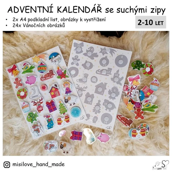 ADVENTNÍ OBRÁZKOVÝ KALENDÁŘ se suchými zipy