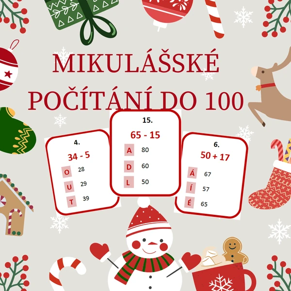 Mikulášské počítání do 100 - běhací hra s tajenkou