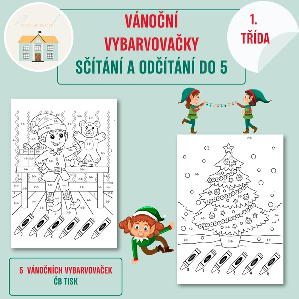 Vánoční počítání s vybarvováním
