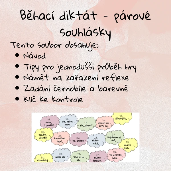 Běhací diktát - párové souhlásky