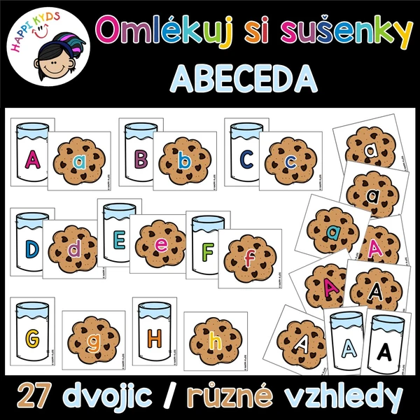 Omlékuj si sušenky - VELKÁ A MALÁ PÍSMENA - kartičky
