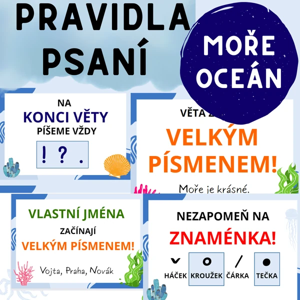 Pravidla psaní MOŘE, OCEÁN