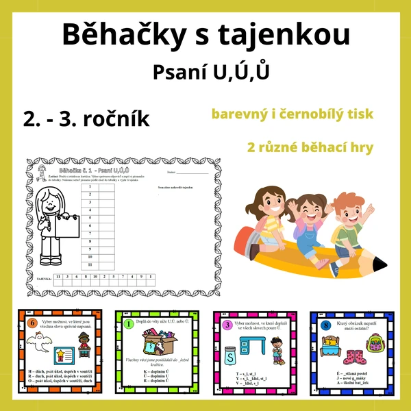Běhačky s tajenkou: Psaní U,Ú,Ů