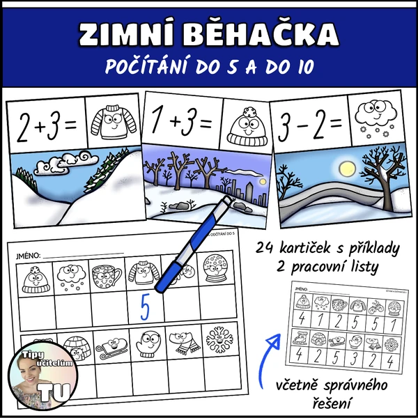 Zimní běhačka - počítání do 5 a do 10