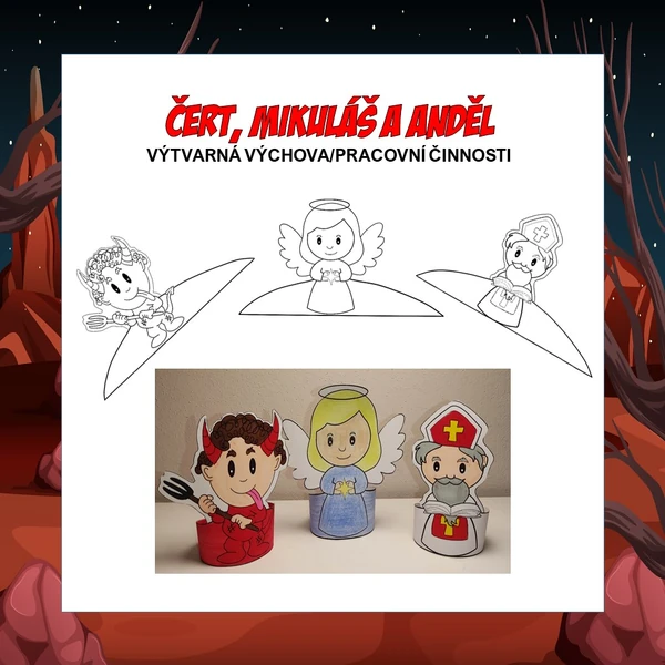 ČERT, MIKULÁŠ A ANDĚL - stojící postavičky (výrobek)