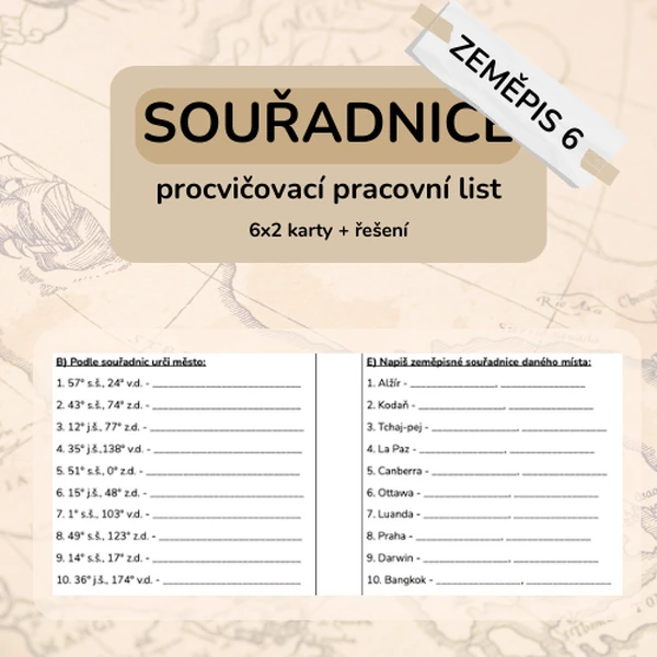 Určování zeměpisné polohy - procvičování