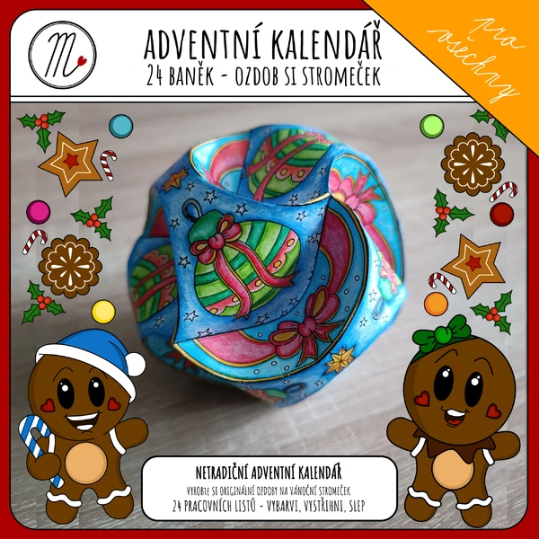 Adventní kalendář: ozdob si stromeček - 24 vánočních baněk
