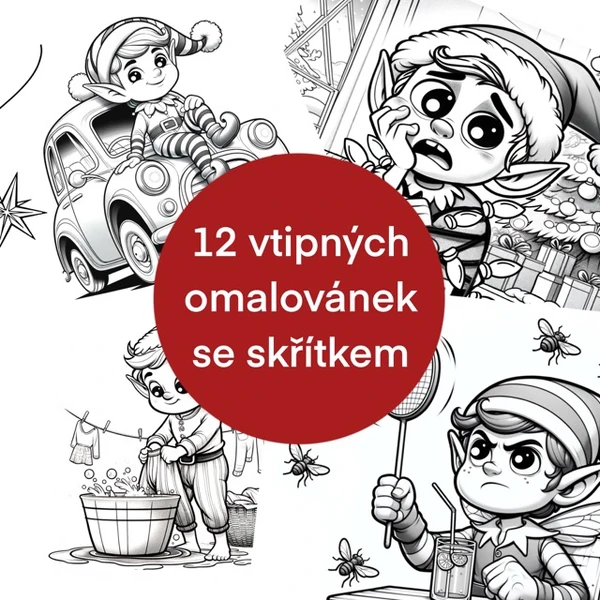 Vtipné omalovánky Vánoční "zlobivý" skřítek  