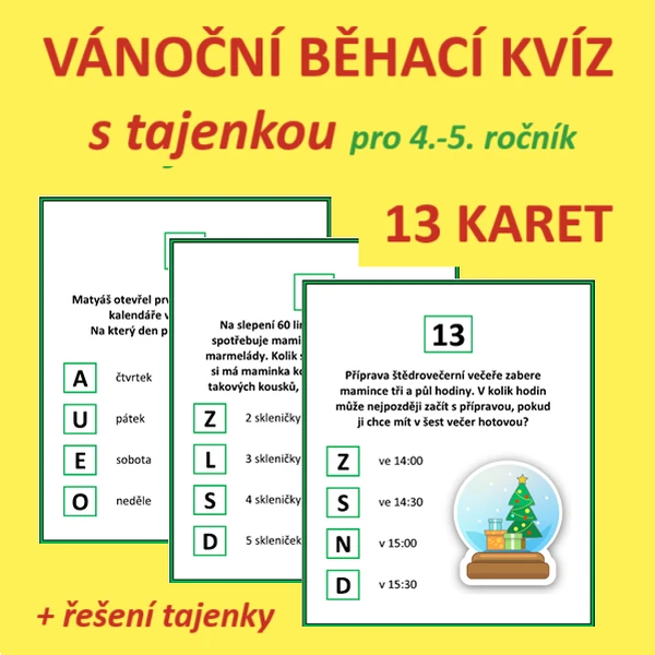VÁNOČNÍ BĚHACÍ KVÍZ s tajenkou 