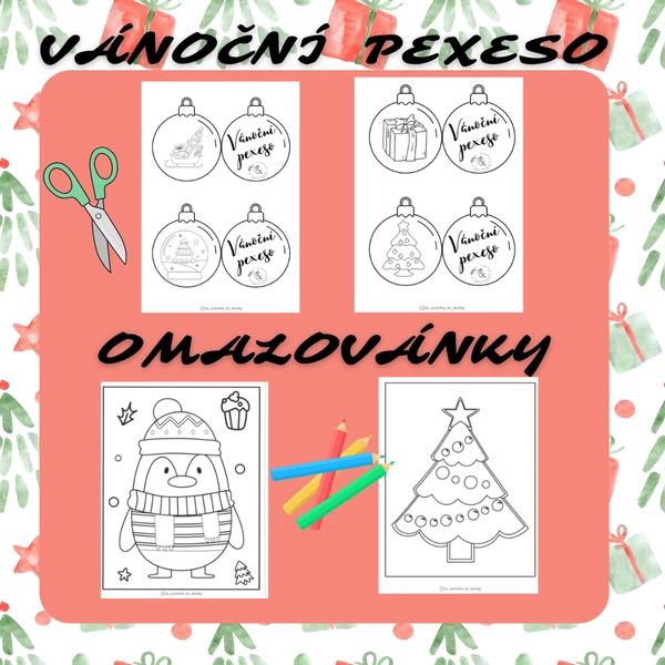 Vánoční pexeso a omalovánky ZDARMA