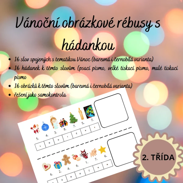 Vánoční obrázkové rébusy s hádankou