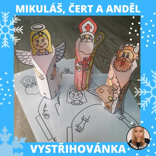 Legenda a vystřihovánka - sv. Mikuláš, čert a anděl