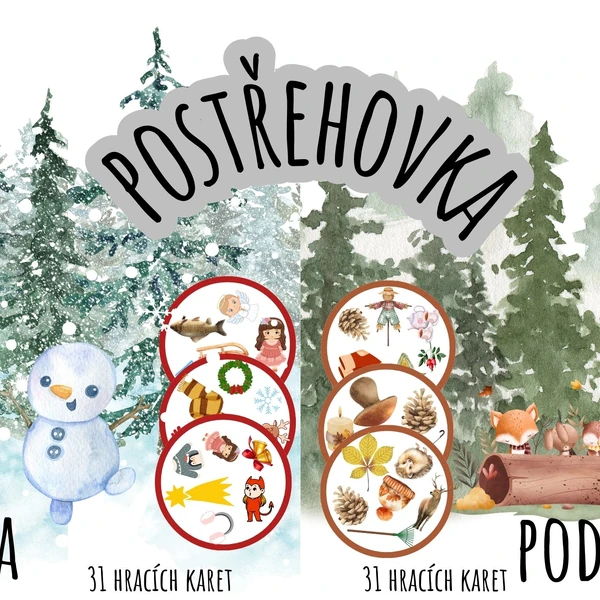 Postřehovka, roční období, zima, podzim, hra, karty