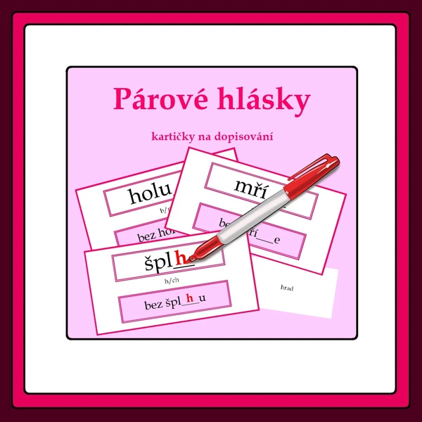 Párové hlásky - karty na dopisování
