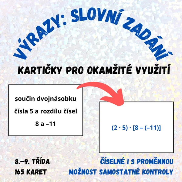 Slovní zadání výrazů: oboustranné kartičky