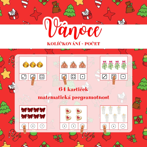 VÁNOCE - kolíčkování (počet)