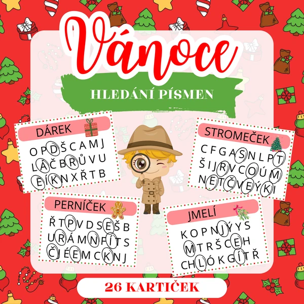 VÁNOCE - hledání písmen