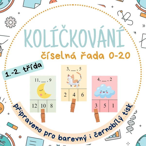 Kolíčkování - číselná řada 0-20