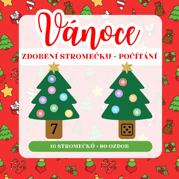 VÁNOCE - zdobení stromečku (počítání)