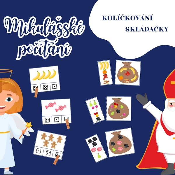 MIKULÁŠSKÉ POČÍTÁNÍ - kolíčkování, skládačky