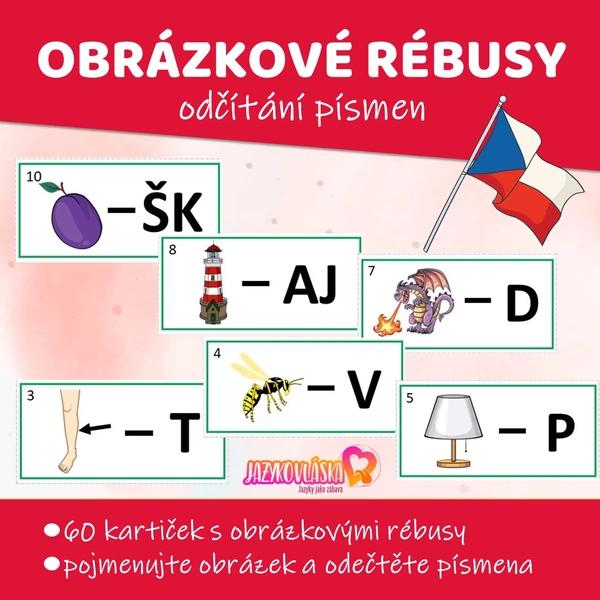 Obrázkové rébusy odčítání písmen