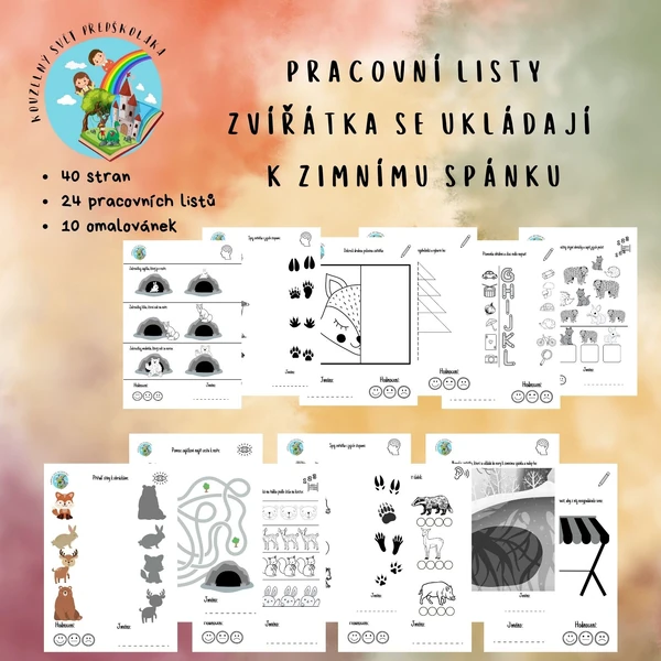 Pracovní listy - Zvířátka se ukládají k zimnímu spánku (zvířátka z lesa)