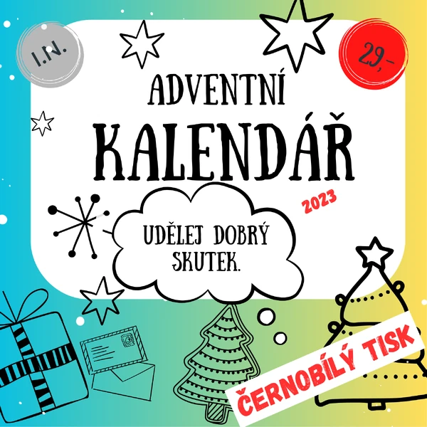 Adventní kalendář s úkoly - černobílý