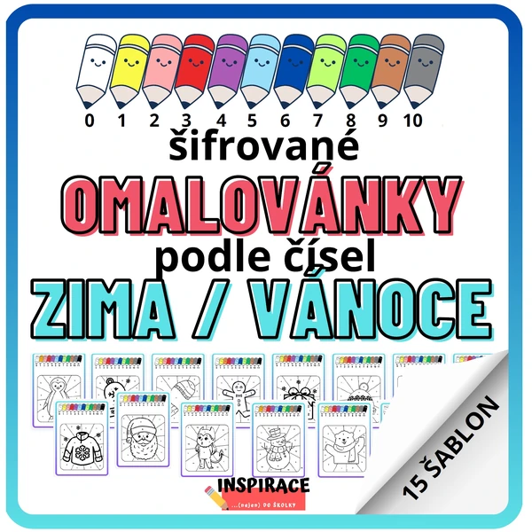 Šifrované omalovánky podle čísel ZIMA / VÁNOCE