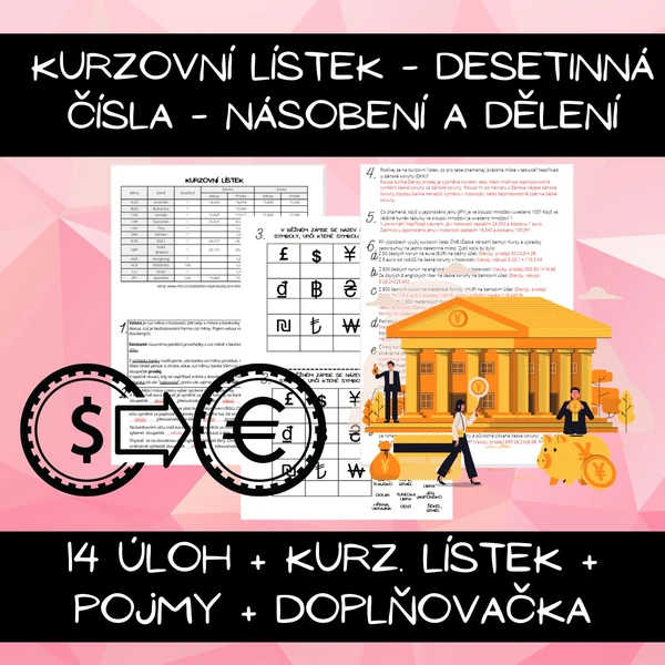 Kurzovní lístek - desetinná čísla - násobení a dělení