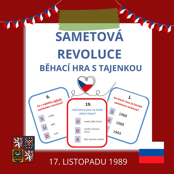 Sametová revoluce - běhací hra s tajenkou