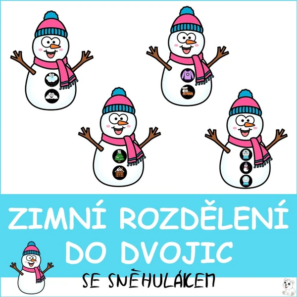 Zimní rozdělení do dvojic se sněhulákem